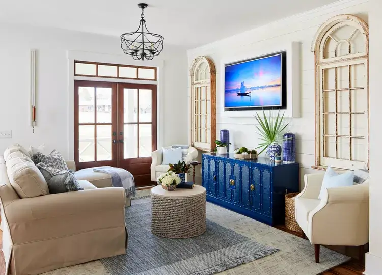 cozy layered rugs in living room