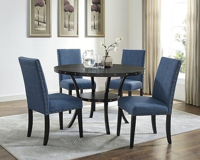 Roundhill Furniture Collection Biony Espresso Wood Dining Set