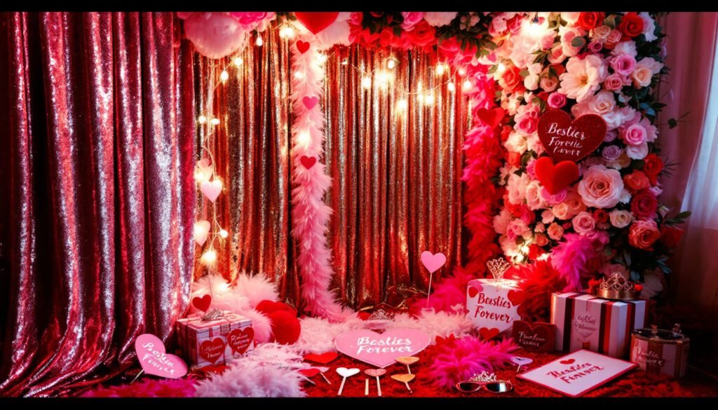 galentine's day balloon and garland decor