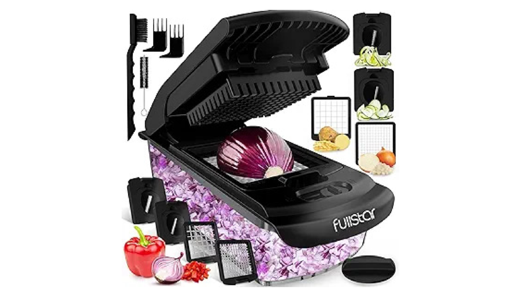 Fullstar vegetable chopper with diced peppers and onions