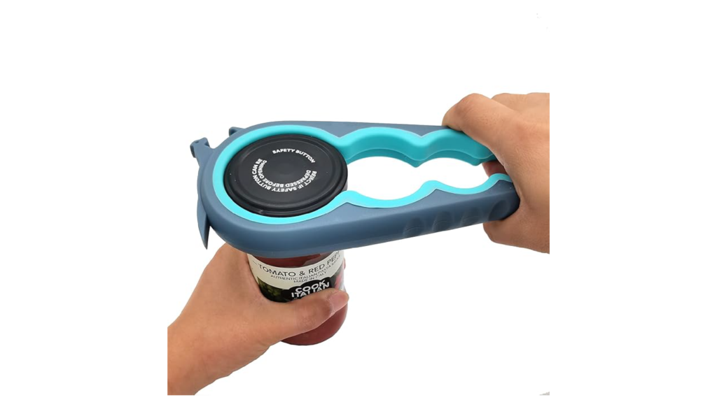 Otstar jar and can opener on a sealed jar of tomato sauce