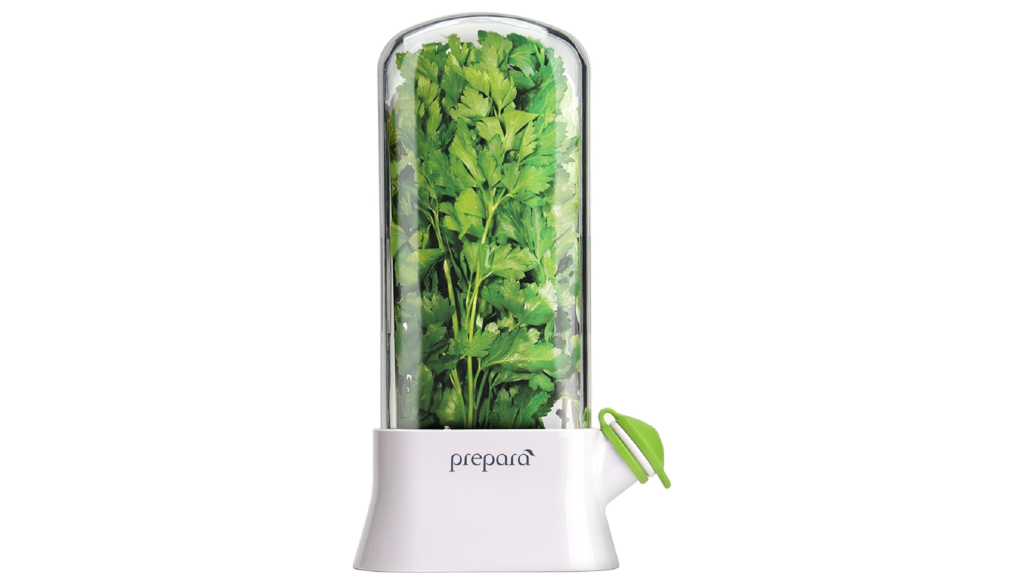 Prepara herb saver storing fresh basil in a fridge