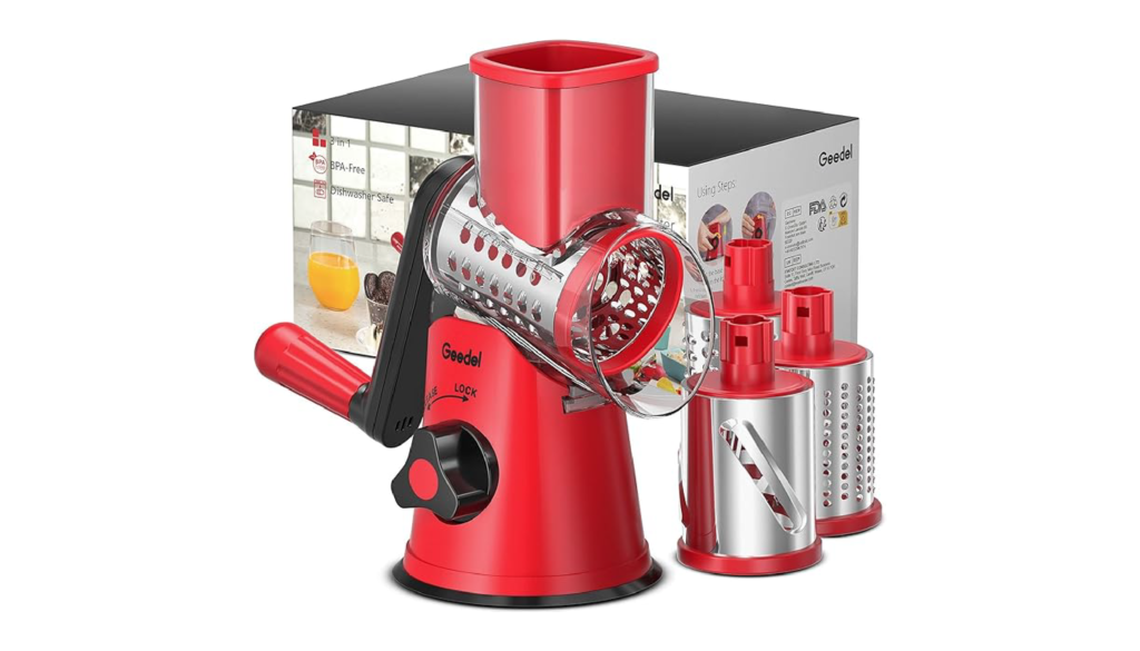 rank rotary cheese grater with grated cheddar